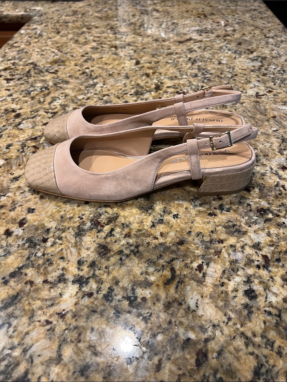 Donald J. Pliner Suede Slingback Flats with Croc-Toe Cap - Picture 2 of 10